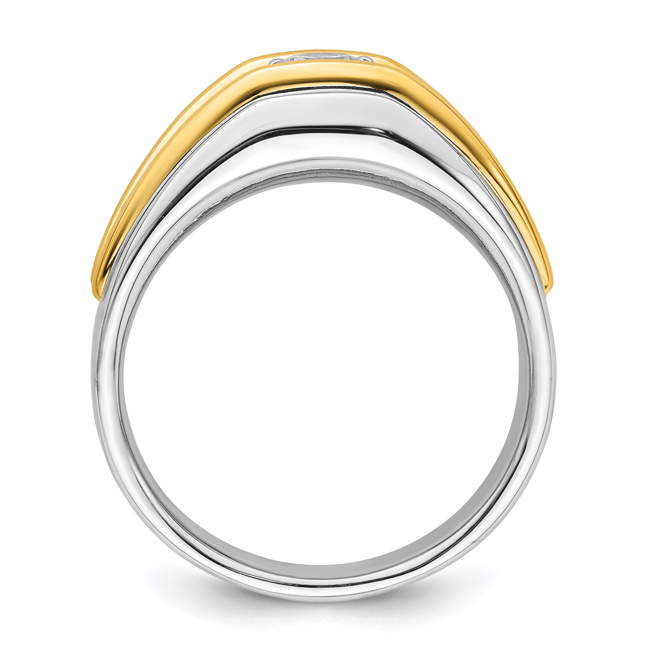 14k Two-tone 1/2 carat Lab Grown Diamond VS/SI+ G+ Three Stone Complete Men's Ring