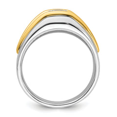 14k Two-tone 1/2 carat Lab Grown Diamond VS/SI+ G+ Three Stone Complete Men's Ring