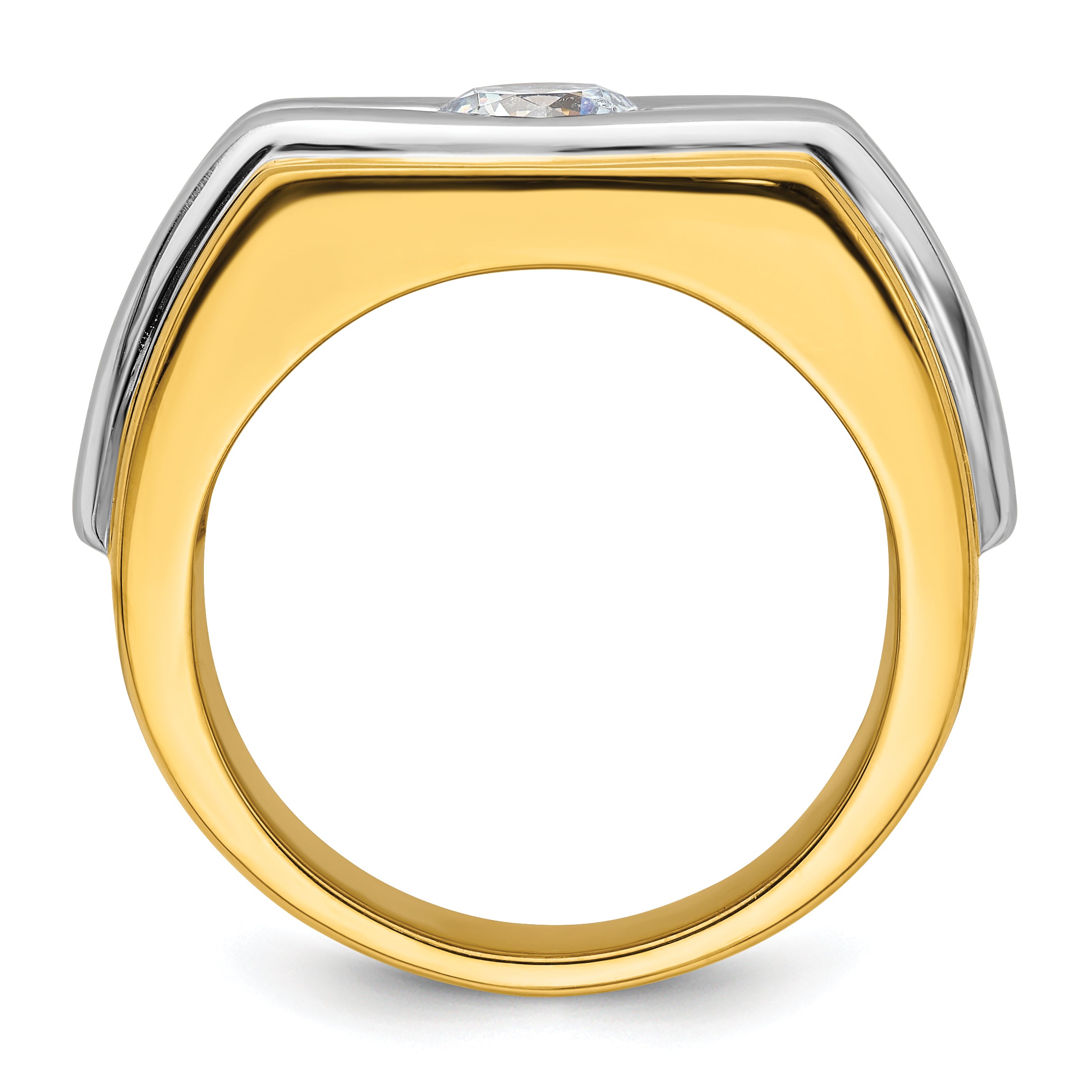 14k Two-tone 1 carat Lab Grown Diamond VS/SI+ G+ Complete Polished and Satin Men's Ring Secondary image