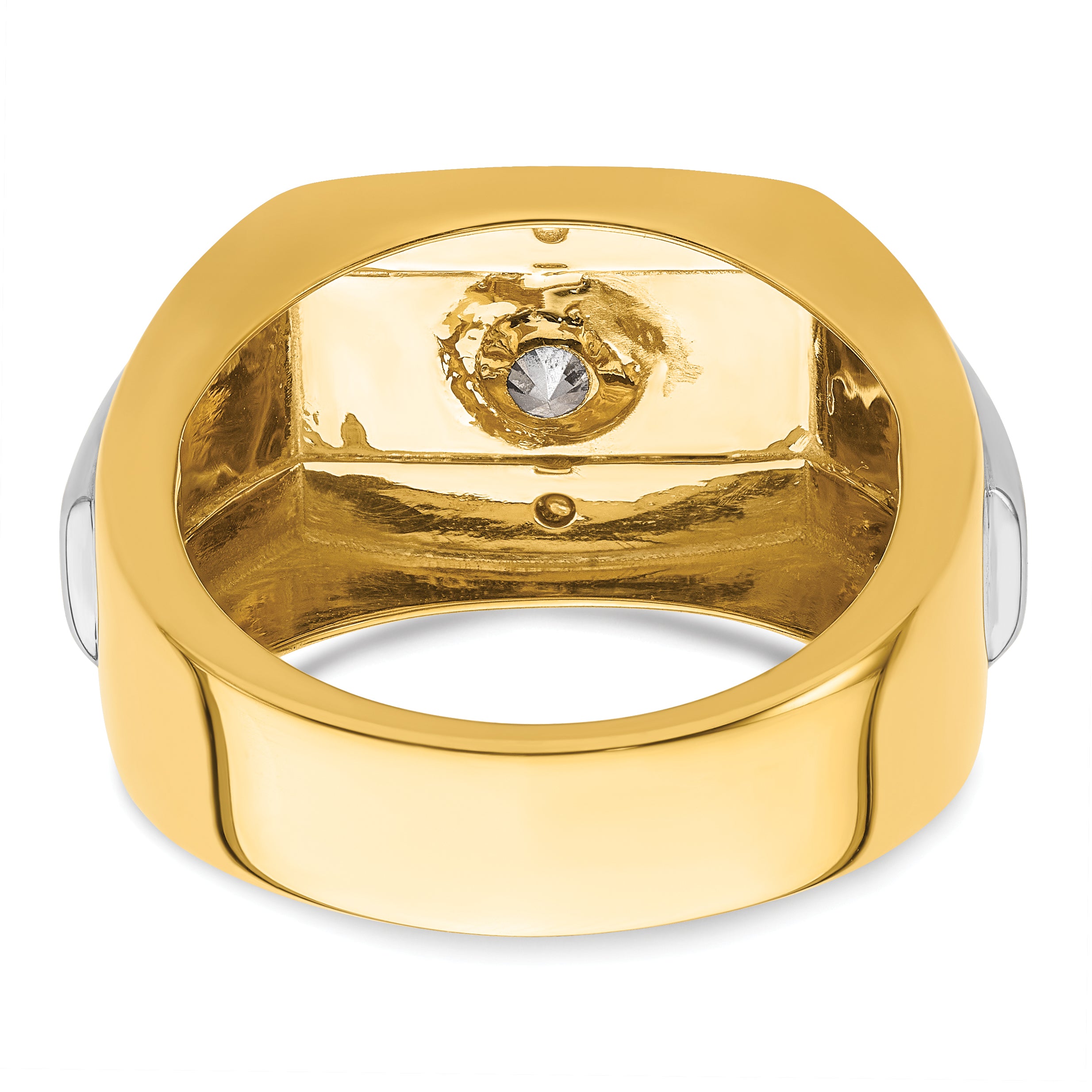 14k Two-tone 1 carat Lab Grown Diamond VS/SI+ G+ Complete Polished and Satin Men's Ring - Sophia Jewelers