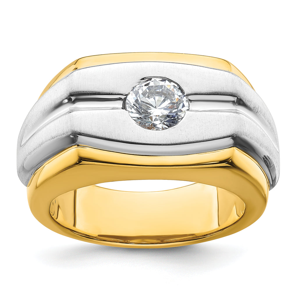 14k Two-tone Polished and Satin Men's Ring Mounting, Mounting Only - Sophia Jewelers