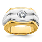 14k Two-tone 1 carat Lab Grown Diamond VS/SI+ G+ Complete Polished and Satin Men's Ring - Sophia Jewelers