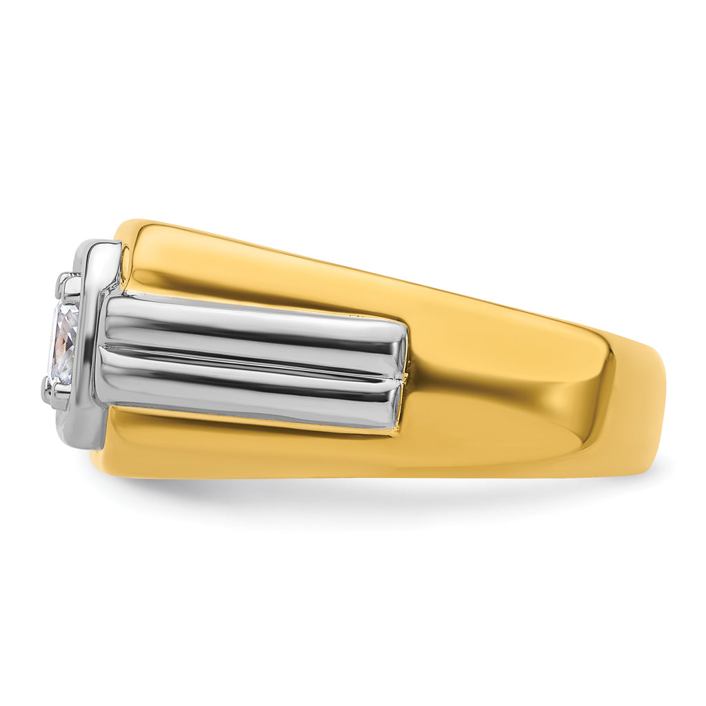 14k Two-tone 1 carat Lab Grown Diamond VS/SI+ G+ Complete Polished Men's Ring - Sophia Jewelers