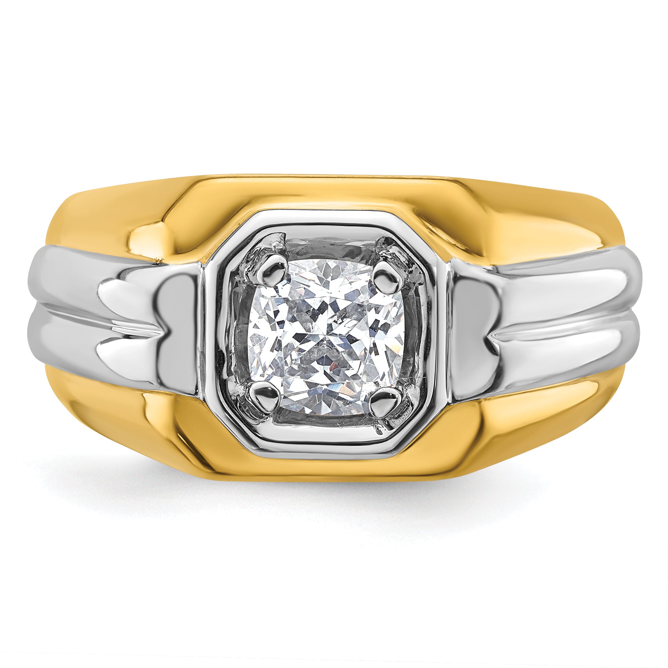 14k Two-tone Polished Men's Ring Mounting, Mounting Only - Sophia Jewelers