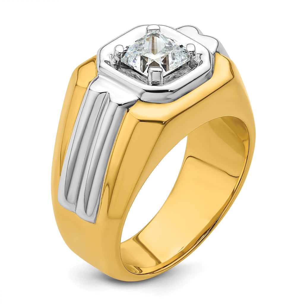 14k Two-tone 1 carat Lab Grown Diamond VS/SI+ G+ Complete Polished Men's Ring - Sophia Jewelers