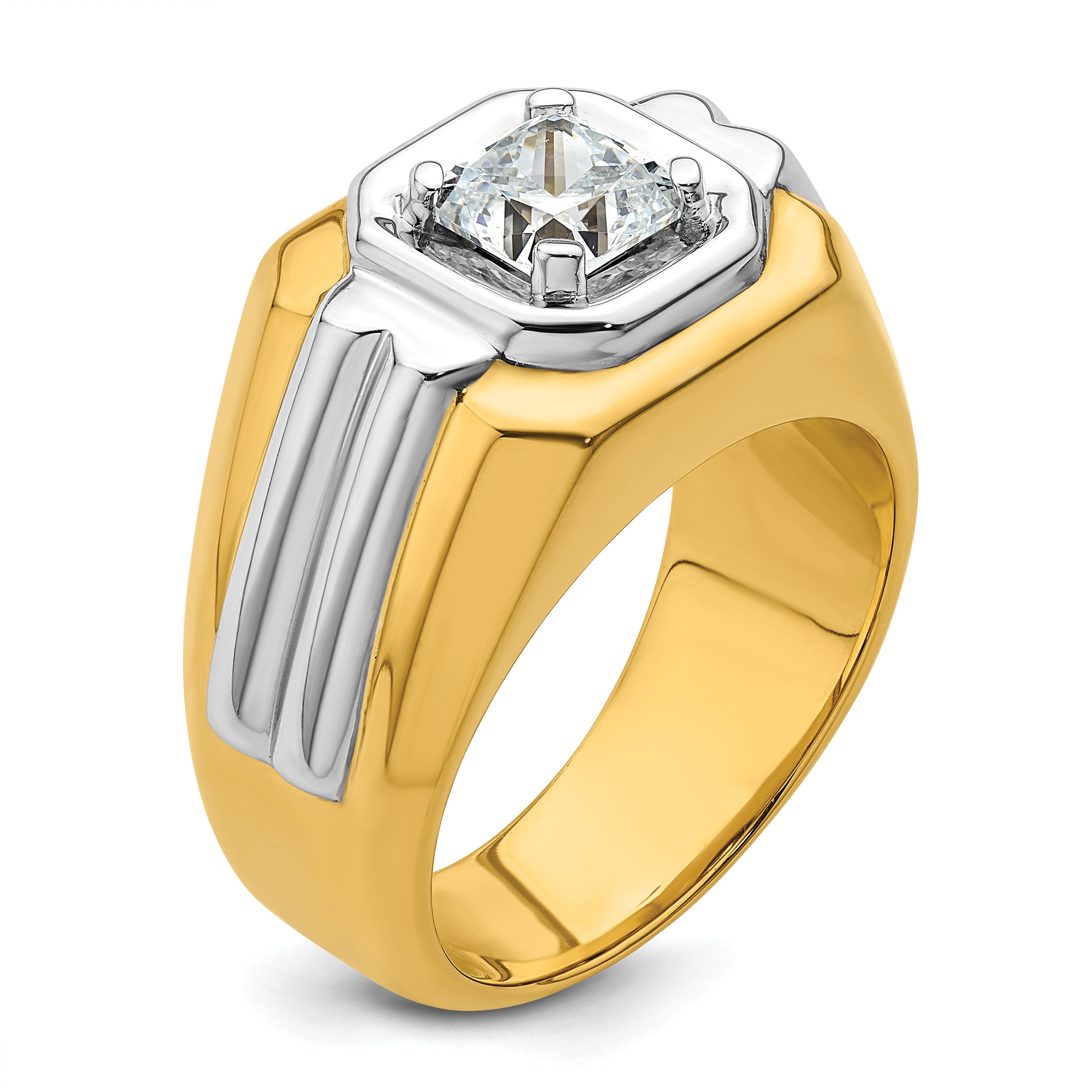 14k Two-tone 1 carat Lab Grown Diamond VS/SI+ G+ Complete Polished Men's Ring - Sophia Jewelers