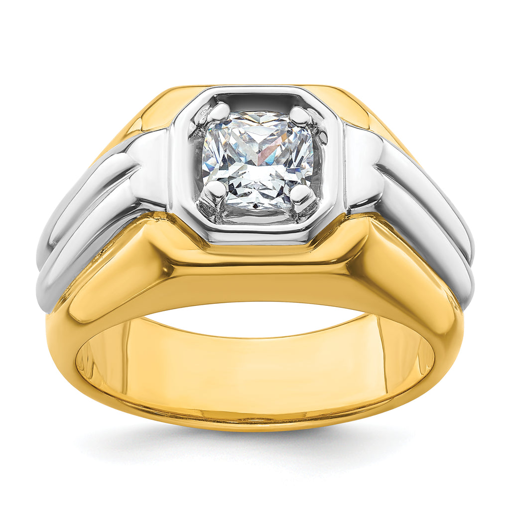 14k Two-tone 1 carat Lab Grown Diamond VS/SI+ G+ Complete Polished Men's Ring - Sophia Jewelers