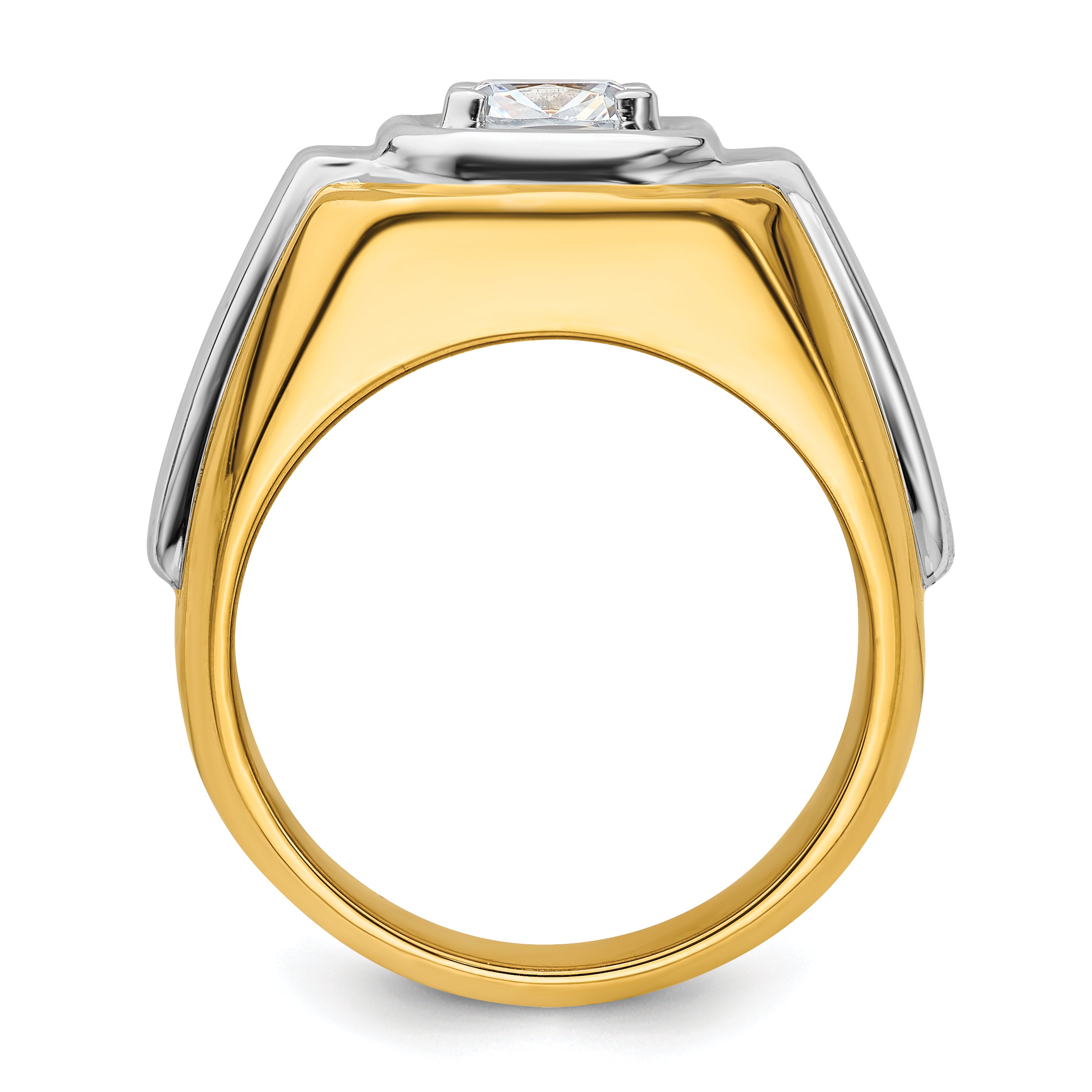 14k Two-tone 1 1/2 carat Lab Grown Diamond VS/SI+ G+ Complete Polished Men's Ring Secondary image