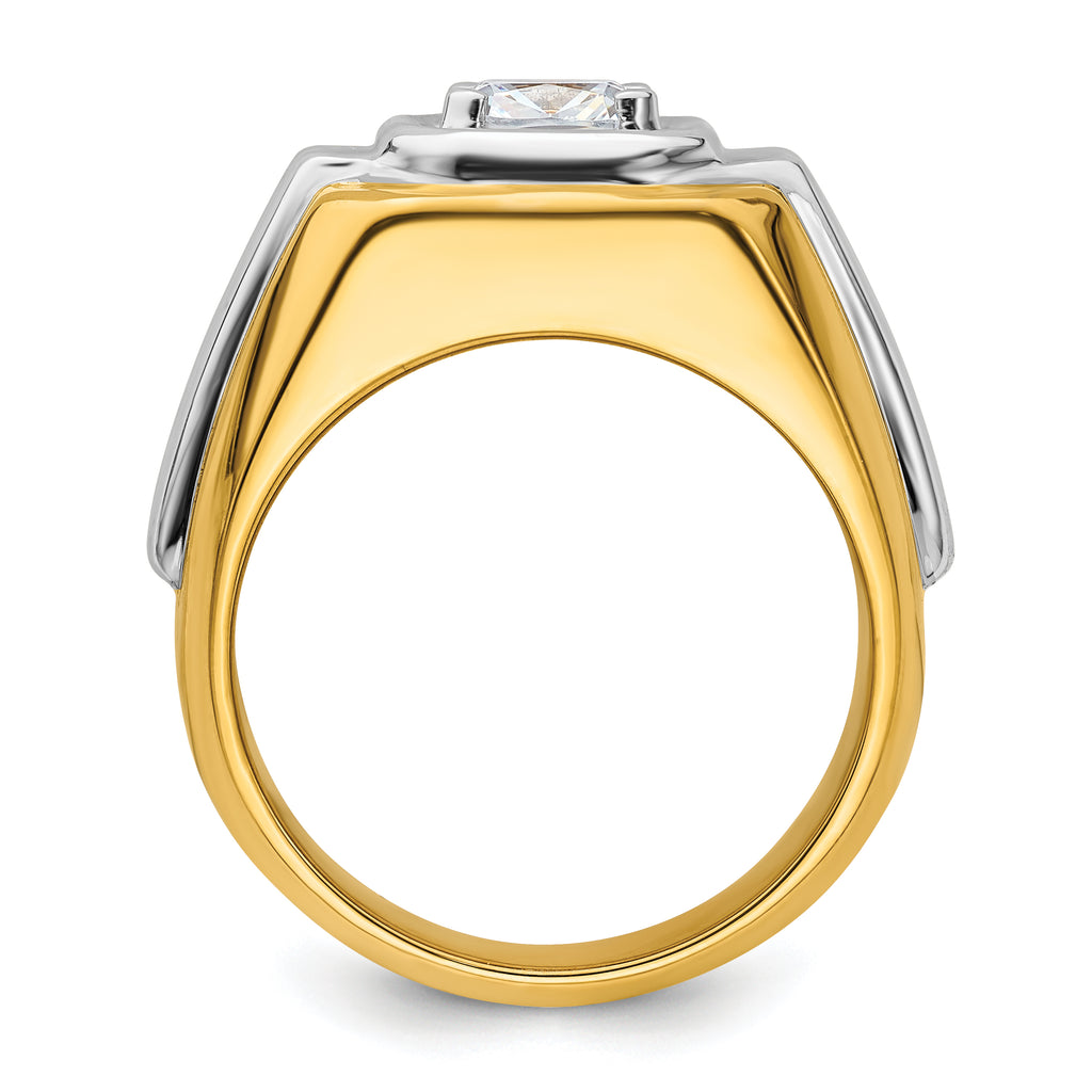 14k Two-tone 1 1/2 carat Lab Grown Diamond VS/SI+ G+ Complete Polished Men's Ring - Sophia Jewelers