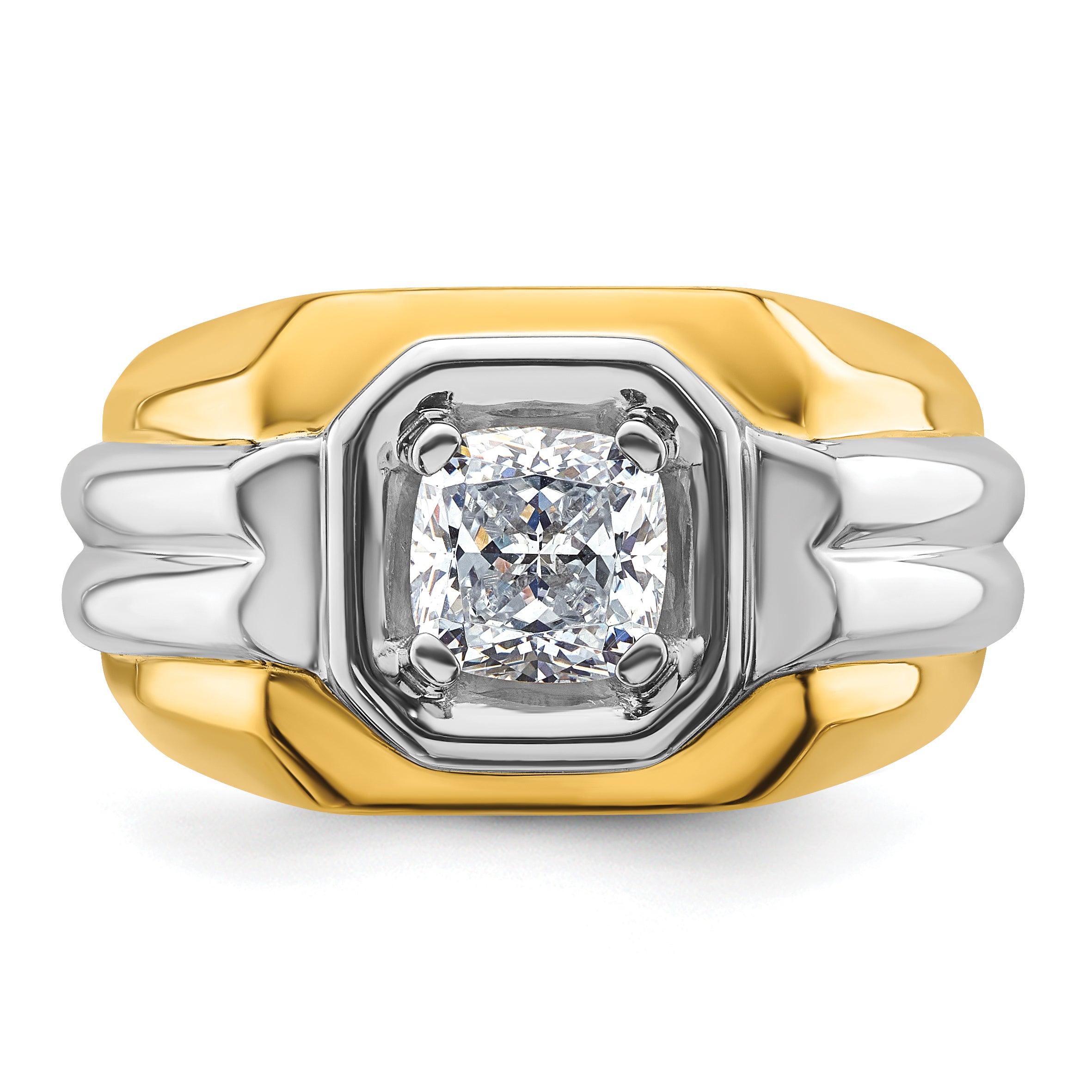 14k Two-tone Polished Men's Ring Mounting, Mounting Only - Sophia Jewelers