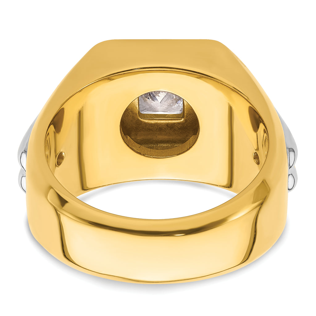 14k Two-tone 1 1/2 carat Lab Grown Diamond VS/SI+ G+ Complete Polished Men's Ring - Sophia Jewelers