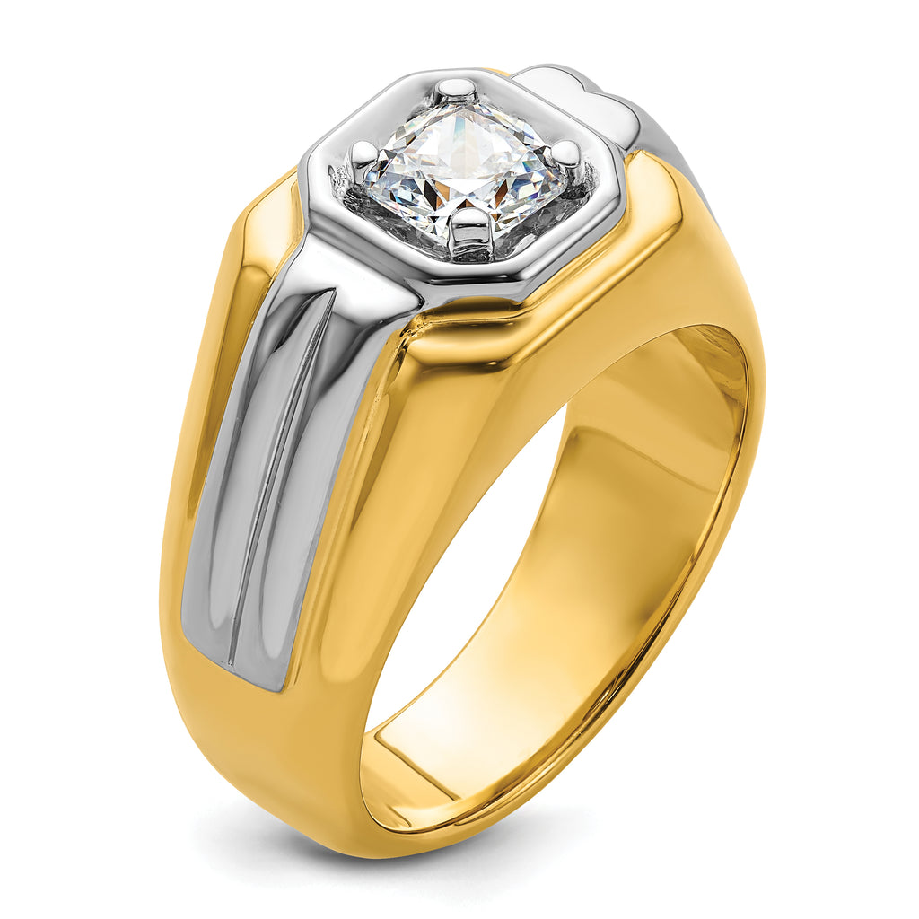 14k Two-tone 1 1/2 carat Lab Grown Diamond VS/SI+ G+ Complete Polished Men's Ring - Sophia Jewelers
