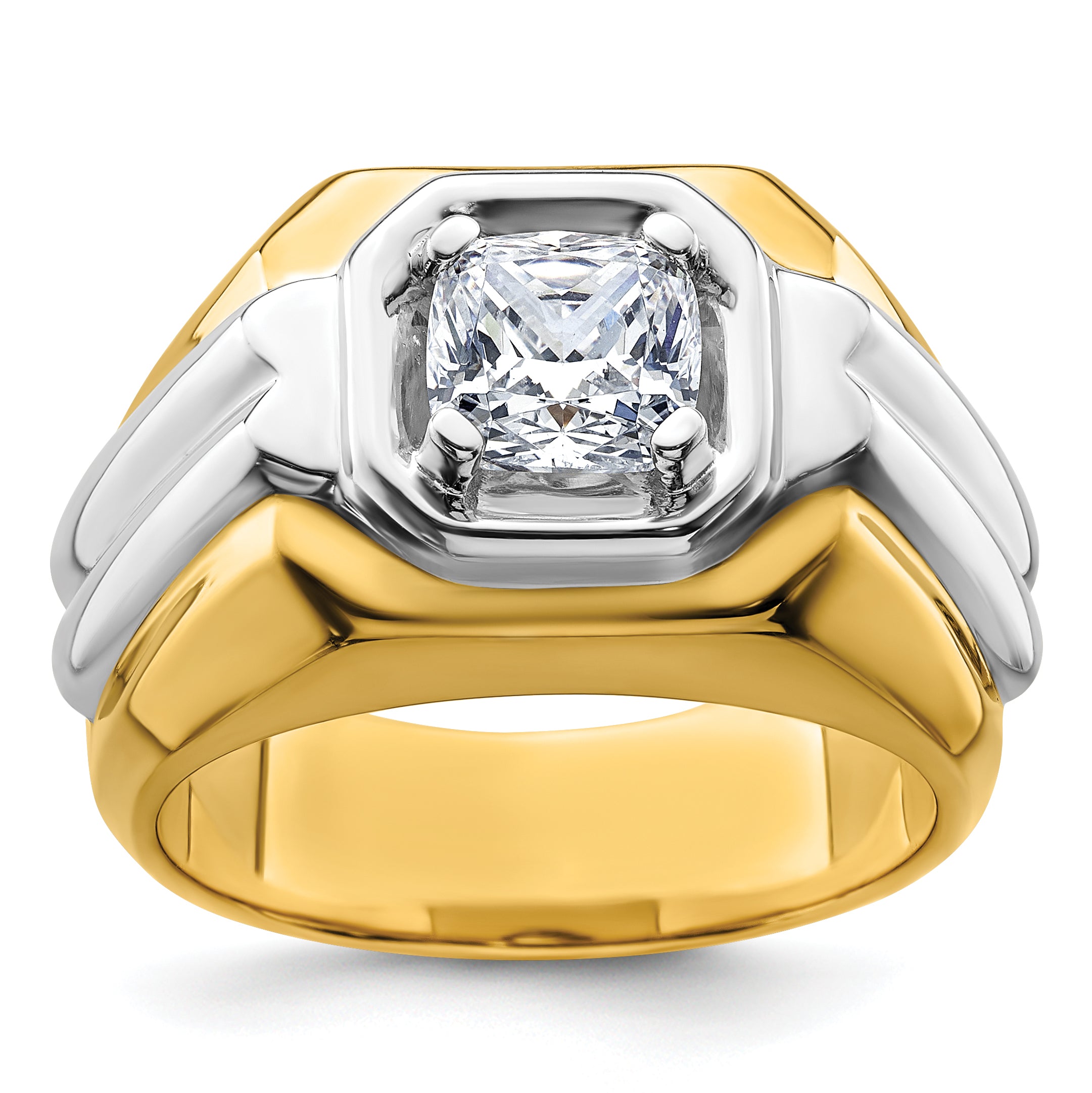 14k Two-tone 1 1/2 carat Lab Grown Diamond VS/SI+ G+ Complete Polished Men's Ring - Sophia Jewelers Main image