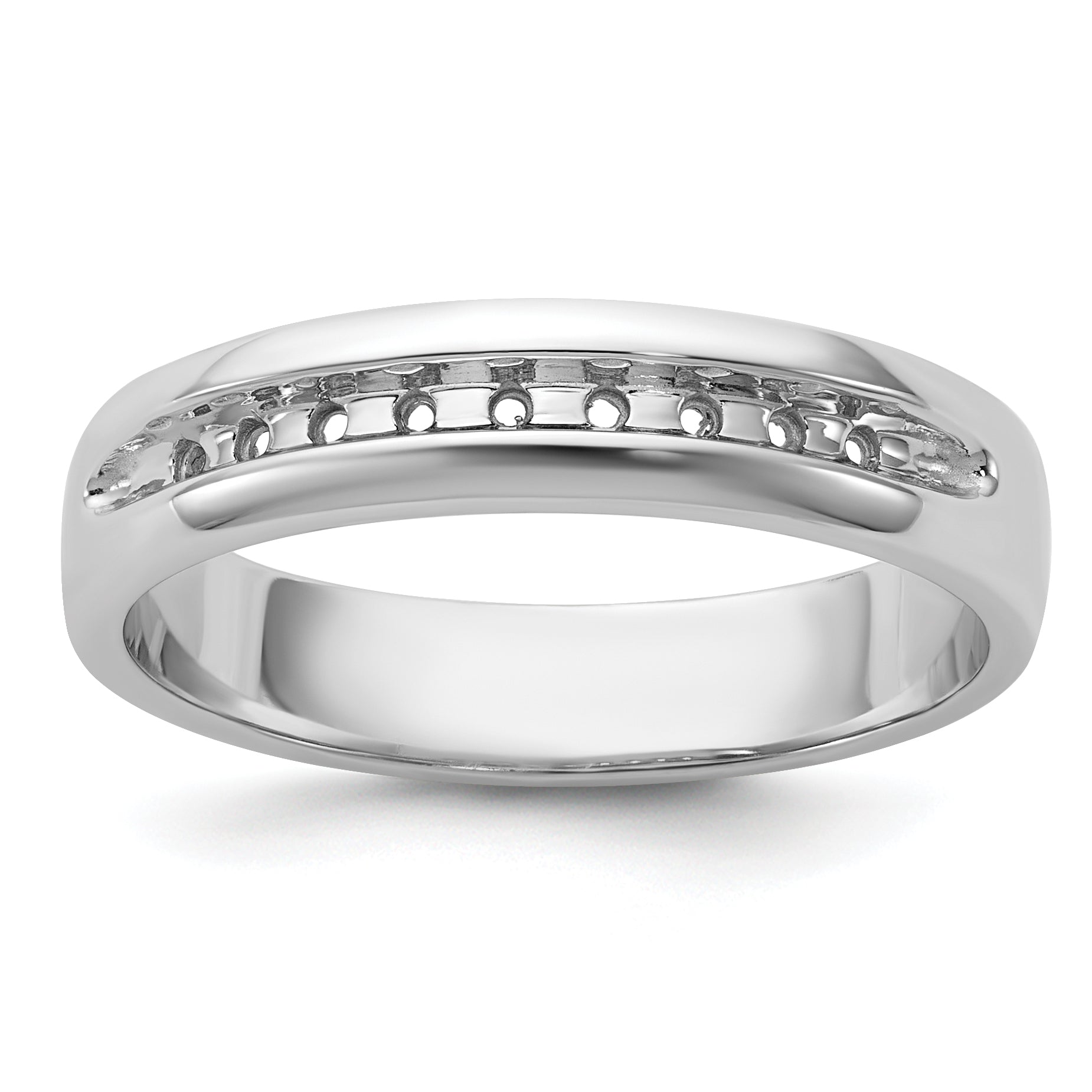 14k White Gold Polished Nine Stone Men's Ring Mounting, Mounting Only - Sophia Jewelers Main image