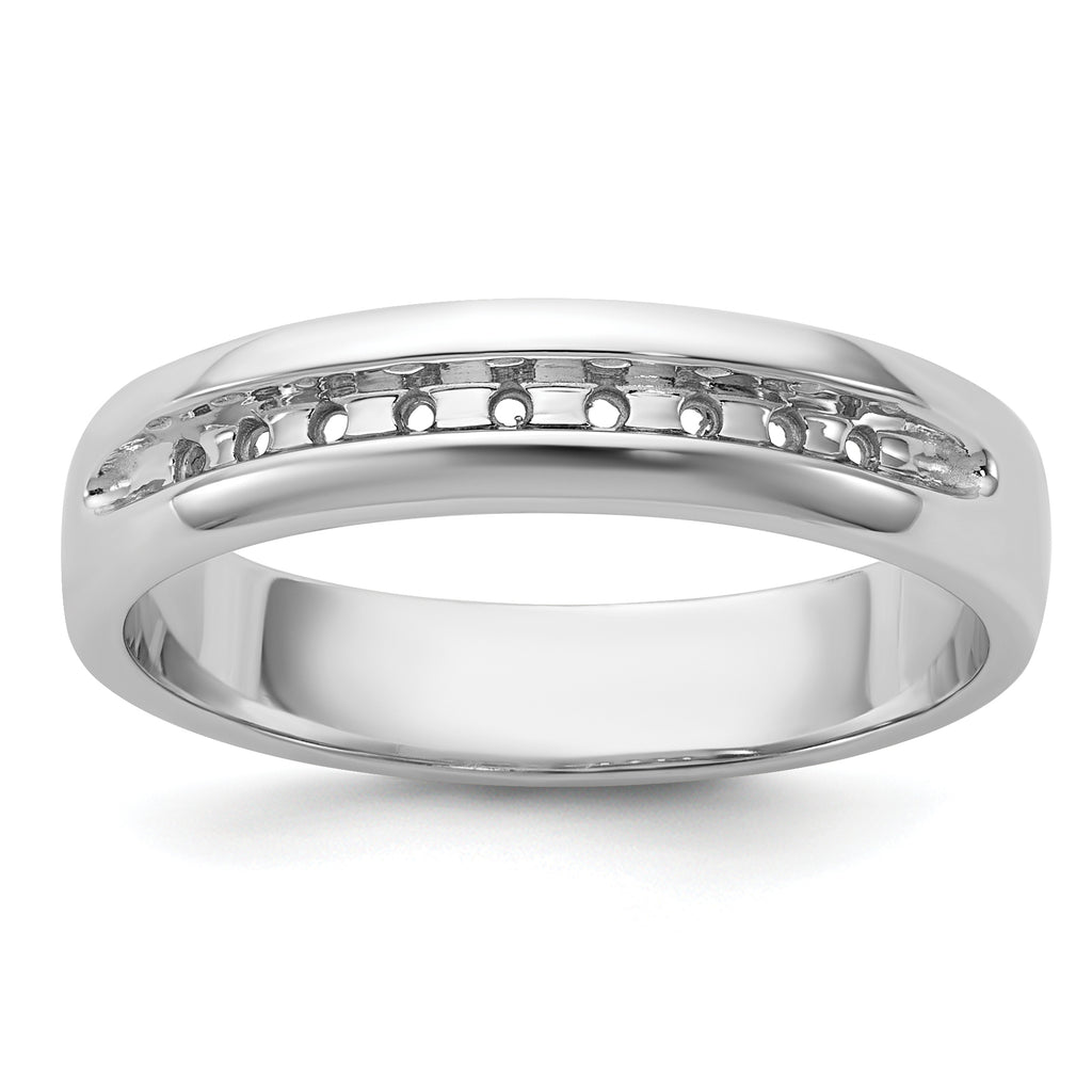 14k White Gold Polished Nine Stone Men's Ring Mounting, Mounting Only - Sophia Jewelers