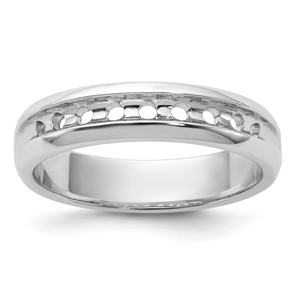 14k White Gold Polished Nine Stone Men's Ring Mounting, Mounting Only - Sophia Jewelers