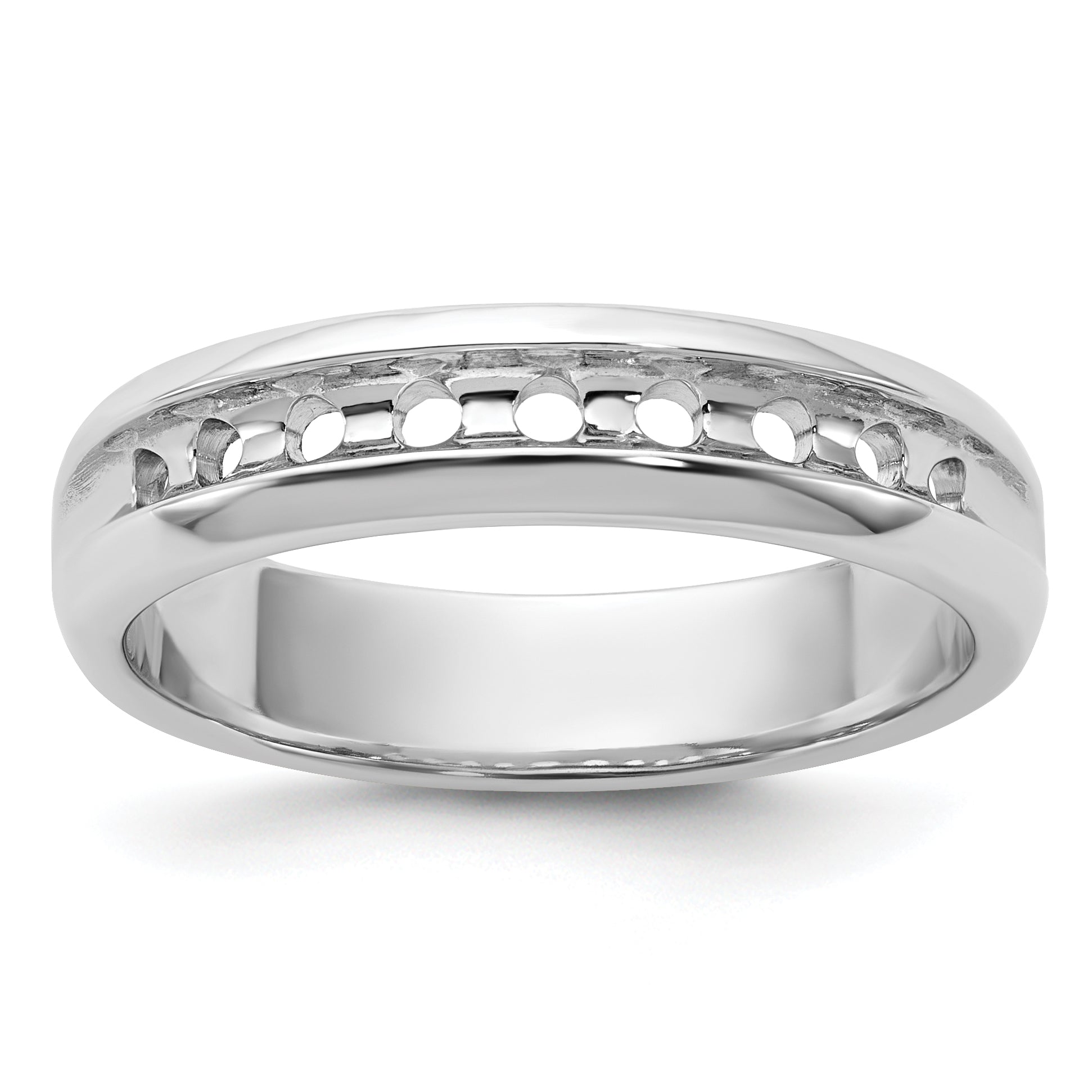 14k White Gold Polished Nine Stone Men's Ring Mounting, Mounting Only - Sophia Jewelers