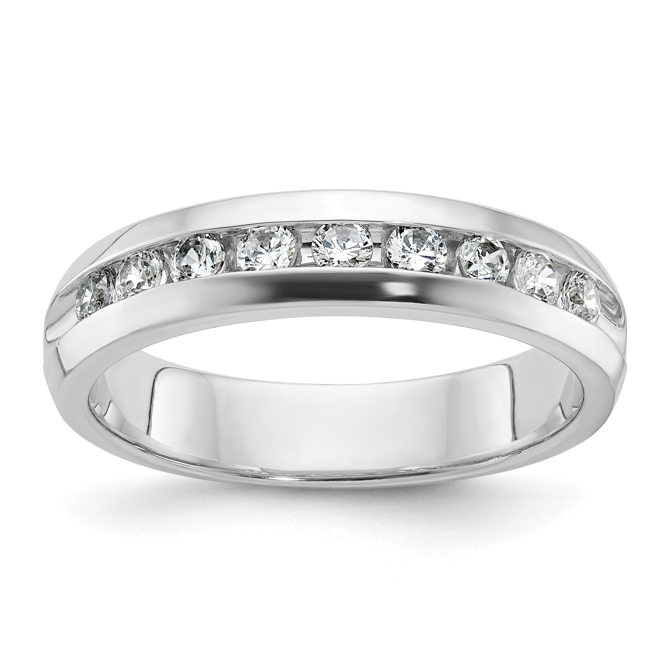 14k White Gold Men's Polished 9-Stone Ring Mounting - Sophia Jewelers Main image