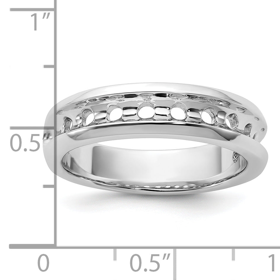 14k White Gold Polished Nine Stone Men's Ring Mounting, Mounting Only Secondary image