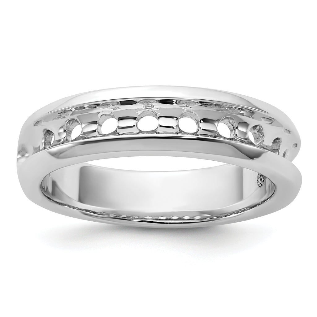 14k White Gold Polished Nine Stone Men's Ring Mounting, Mounting Only - Sophia Jewelers