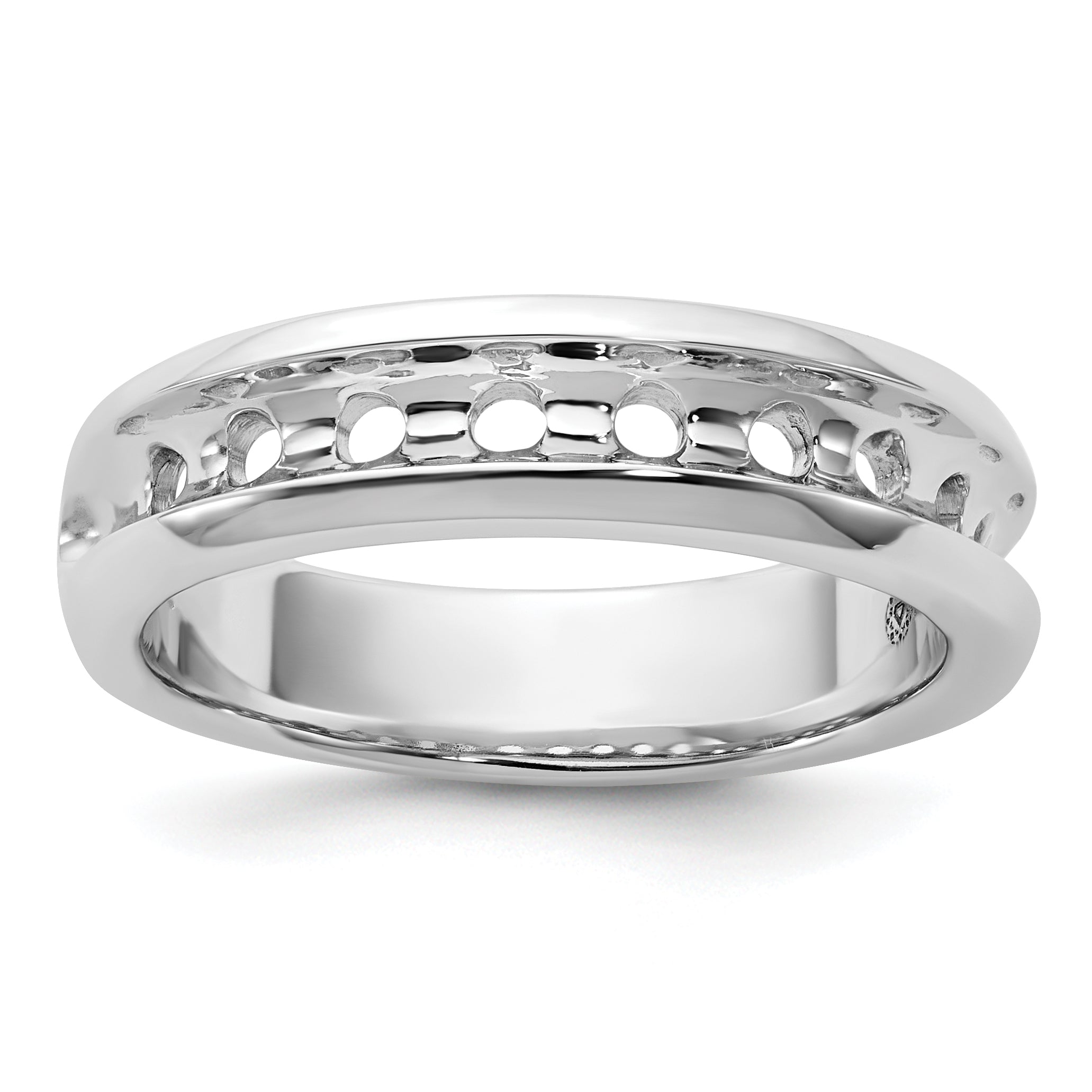 14k White Gold Polished Nine Stone Men's Ring Mounting, Mounting Only - Sophia Jewelers