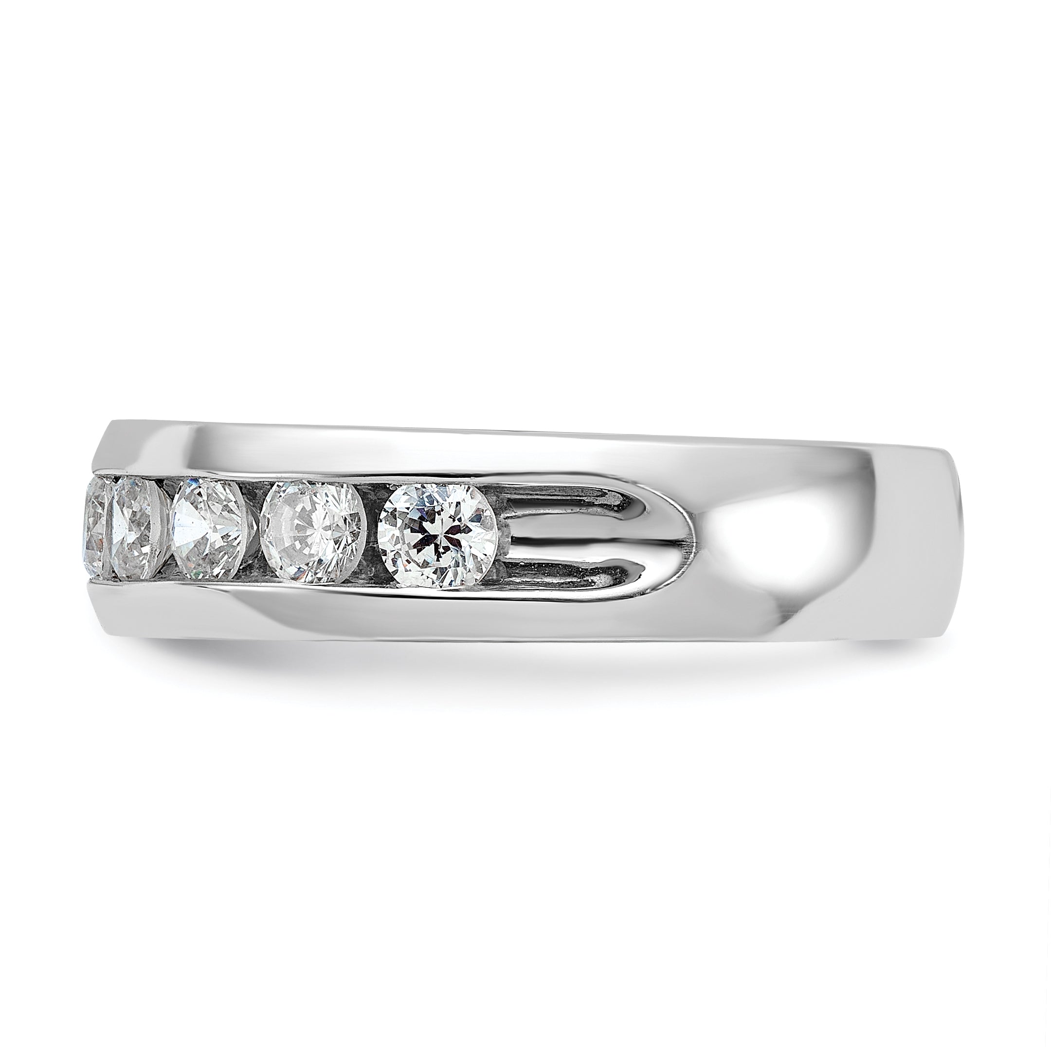 14k White Gold Men's Polished 9-Stone 1 Carat AA Quality Diamond Ring - Sophia Jewelers