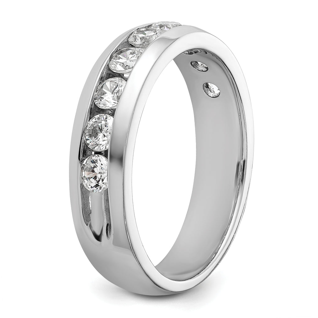 14k White Gold Men's Polished 9-Stone 1 Carat AA Quality Diamond Ring - Sophia Jewelers
