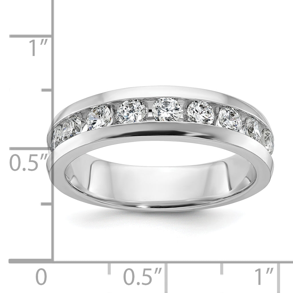 14k White Gold Men's Polished 9-Stone 1 Carat AA Quality Diamond Ring - Sophia Jewelers