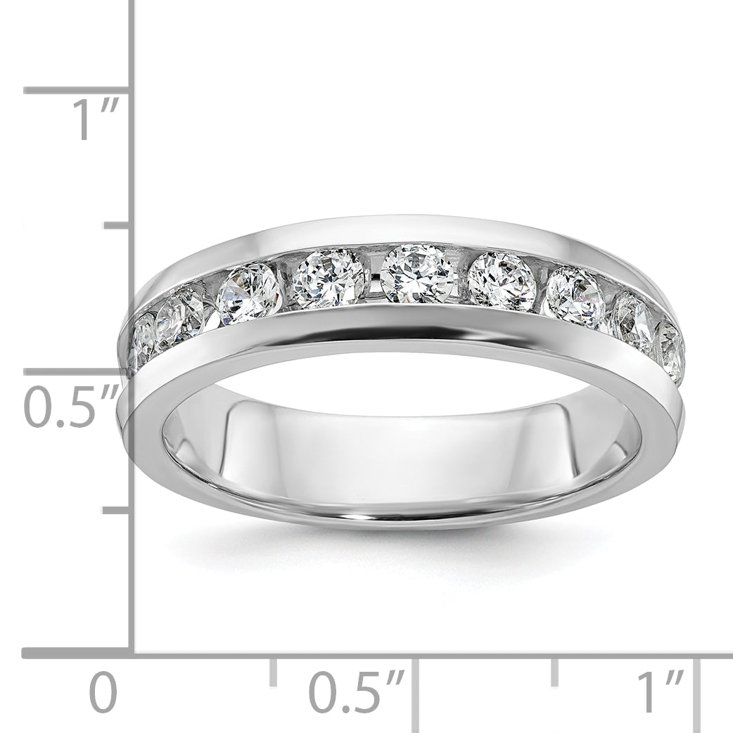 14k White Gold Men's Polished 9-Stone 1 Carat AA Quality Diamond Ring - Sophia Jewelers