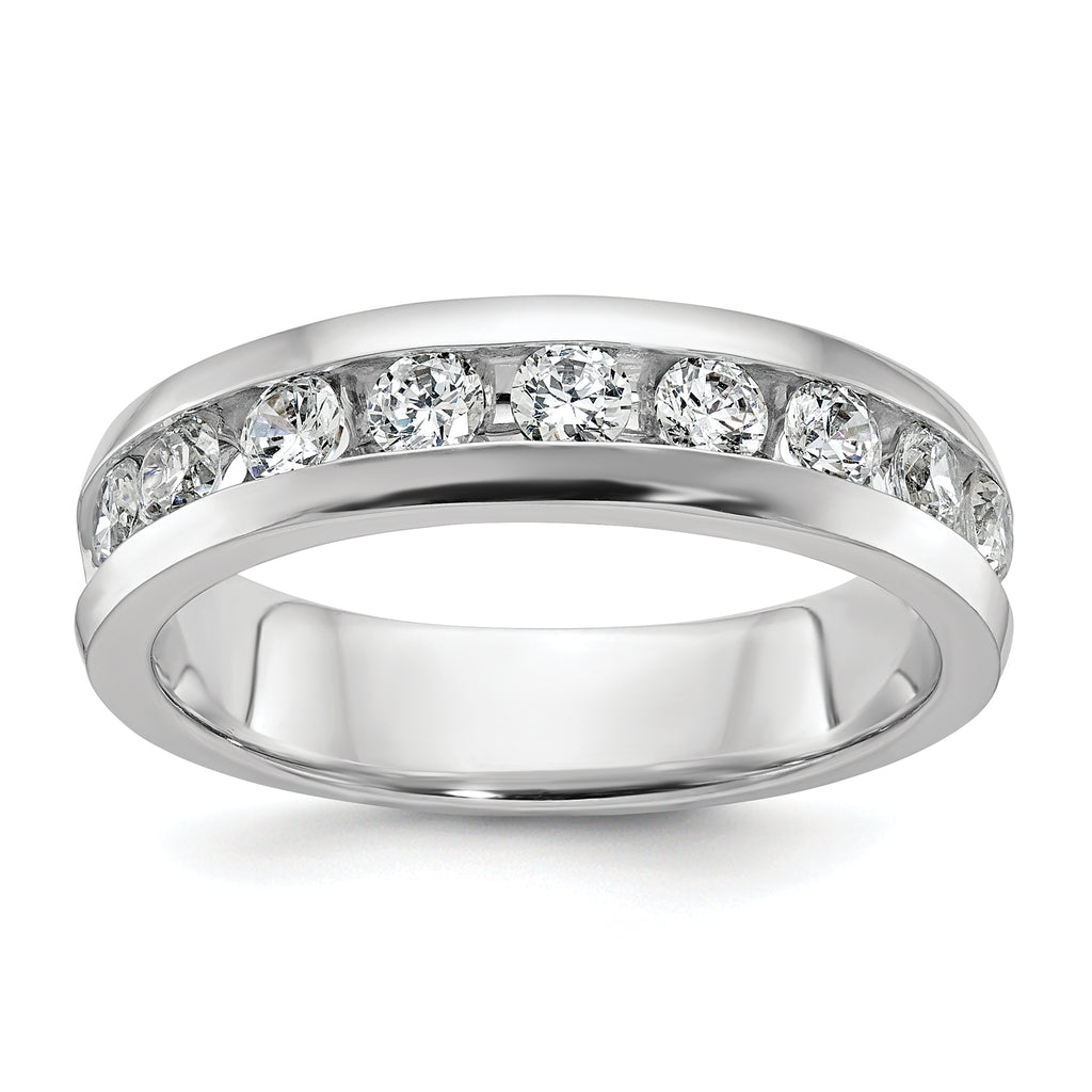 14k White Gold Men's Polished 9-Stone 1 Carat AA Quality Diamond Ring - Sophia Jewelers