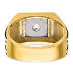 14k Two Tone with Black Rhodium 1 carat Lab Grown Diamond VS/SI+ G+ Complete Polished and Satin Men's Ring