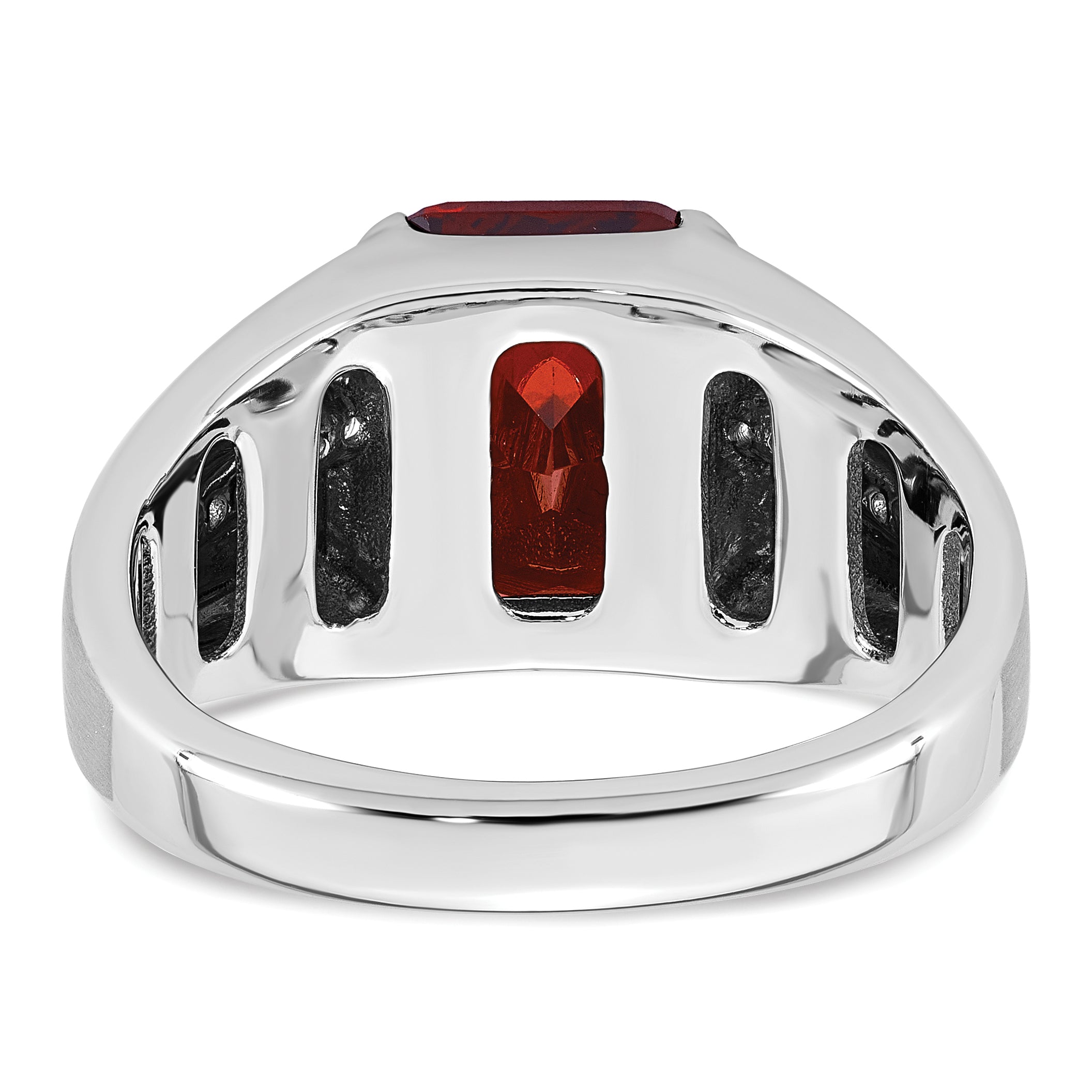 14k White Gold Mens Barrel Gemstone and Diamond Ring Mounting, Mounting Only - Sophia Jewelers