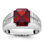 14k White Gold Mens Barrel Gemstone and Diamond Ring Mounting, Mounting Only - Sophia Jewelers
