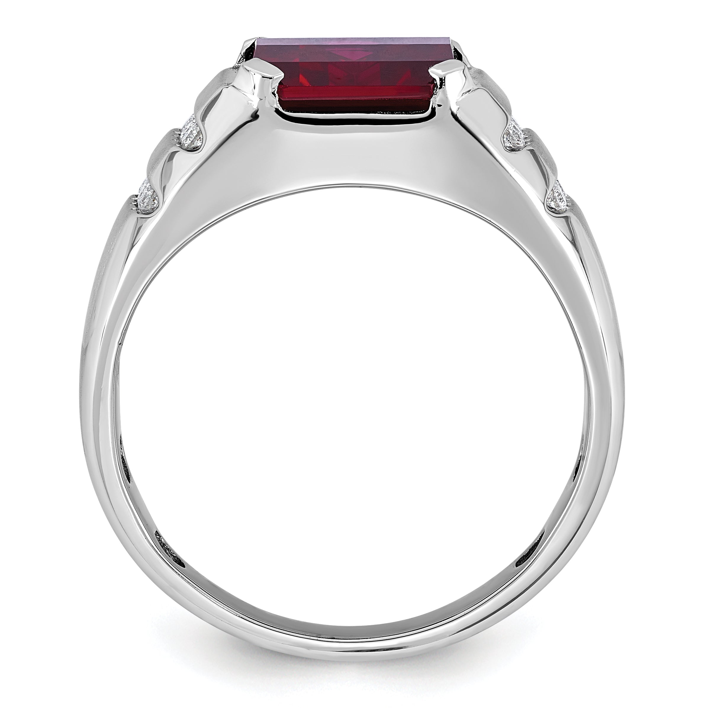 14k White Gold Mens Barrel Gemstone and Diamond Ring Mounting, Mounting Only - Sophia Jewelers