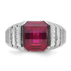 14k White Gold Mens Barrel Gemstone and Diamond Ring Mounting, Mounting Only - Sophia Jewelers