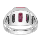 14k White Gold Mens Barrel Gemstone and Diamond Ring Mounting, Mounting Only - Sophia Jewelers