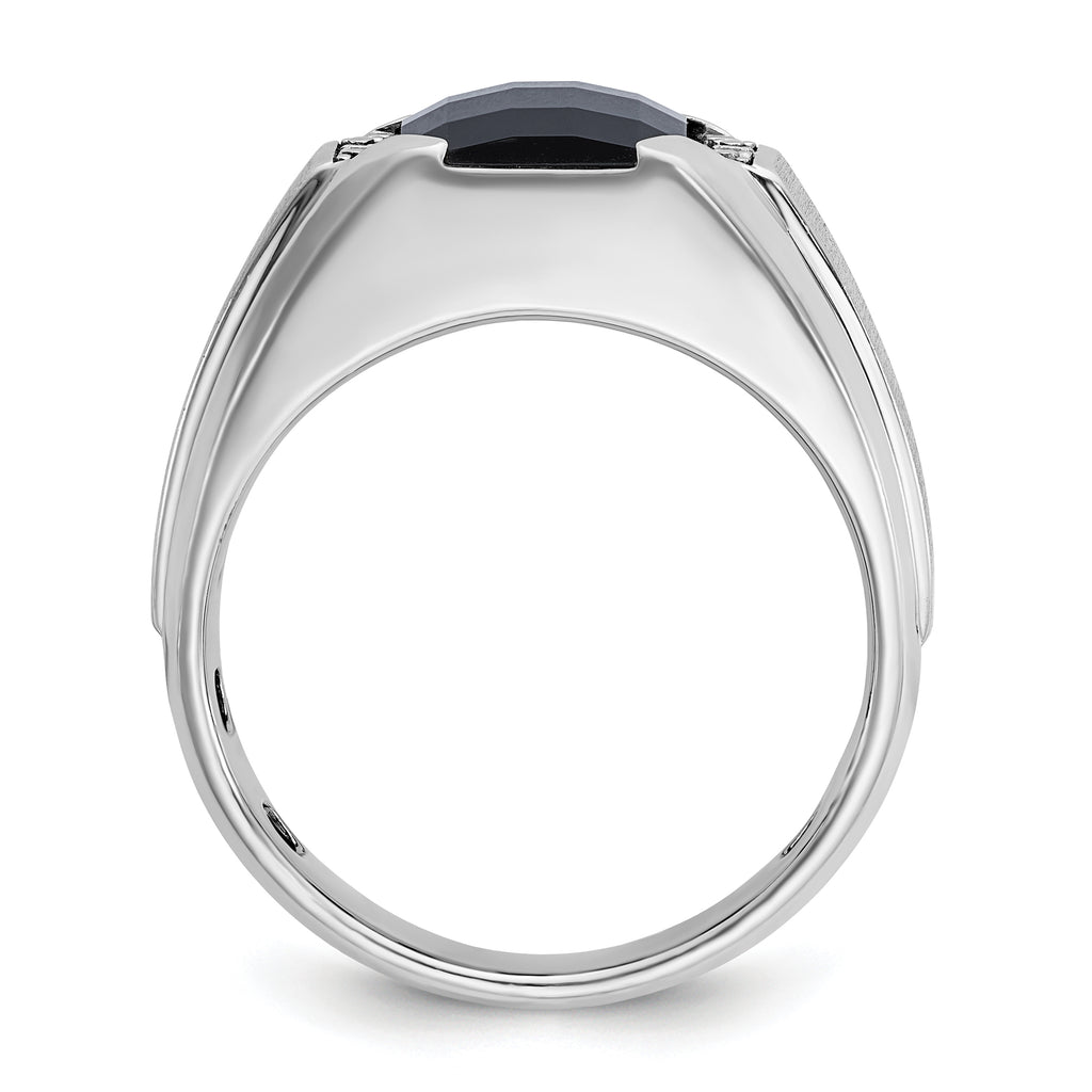 14k White Gold Men's Polished and Satin Gemstone Ring Mounting, Mounting Only - Sophia Jewelers