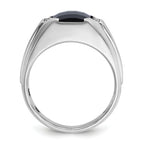 14k White Gold Men's Polished and Satin Gemstone Ring Mounting, Mounting Only - Sophia Jewelers