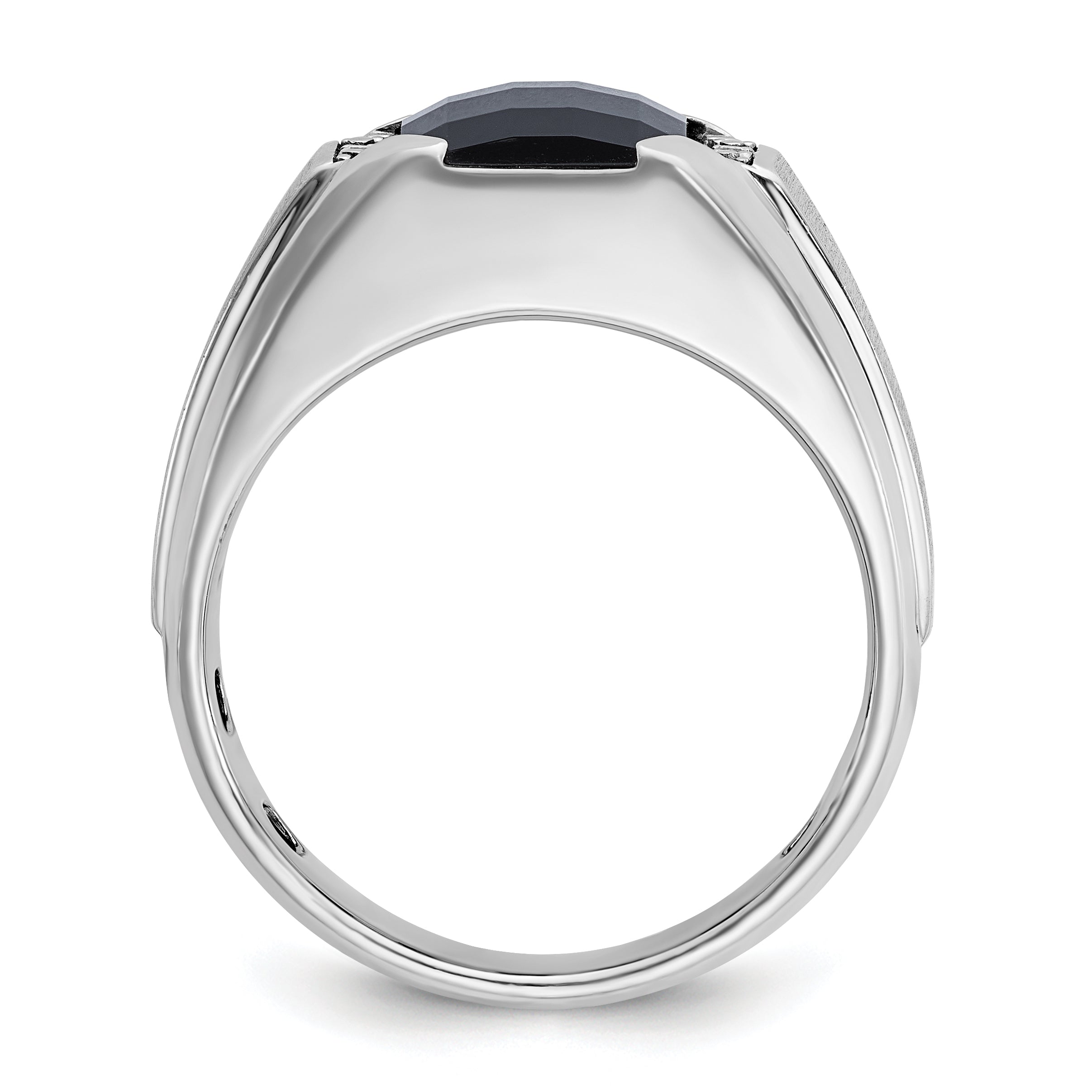 14k White Gold Men's Polished and Satin Gemstone Ring Mounting, Mounting Only - Sophia Jewelers