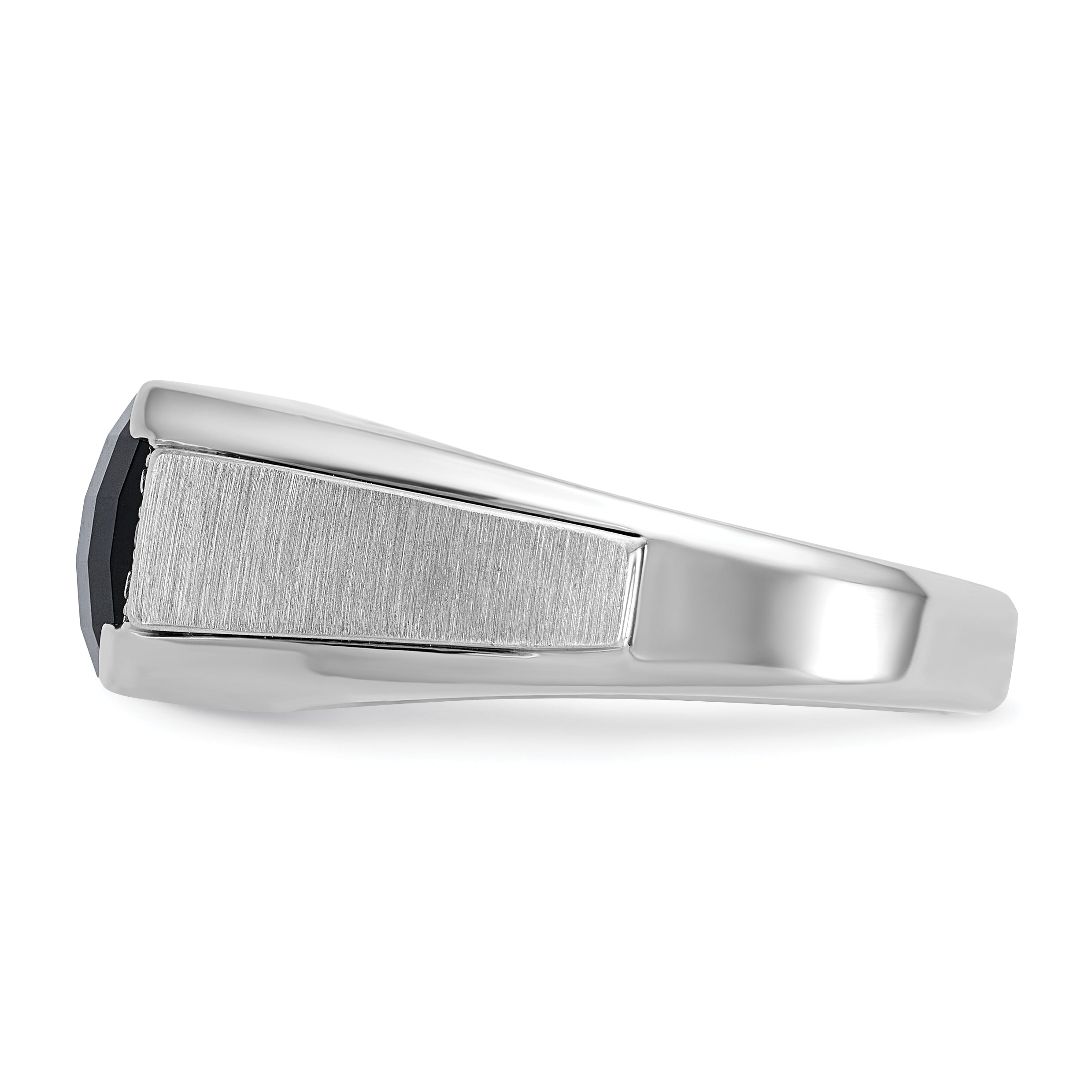 14k White Gold Men's Polished and Satin Gemstone Ring Mounting, Mounting Only - Sophia Jewelers