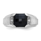 14k White Gold Men's Polished and Satin Onyx and .02 Carat AA Quality Diamond Ring - Sophia Jewelers