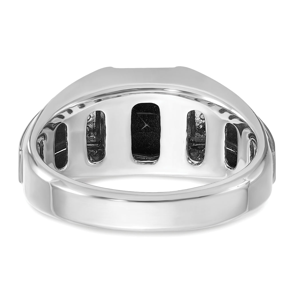 14k White Gold Men's Polished and Satin Gemstone Ring Mounting, Mounting Only - Sophia Jewelers