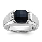 14k White Gold Men's Polished and Satin Gemstone Ring Mounting, Mounting Only - Sophia Jewelers