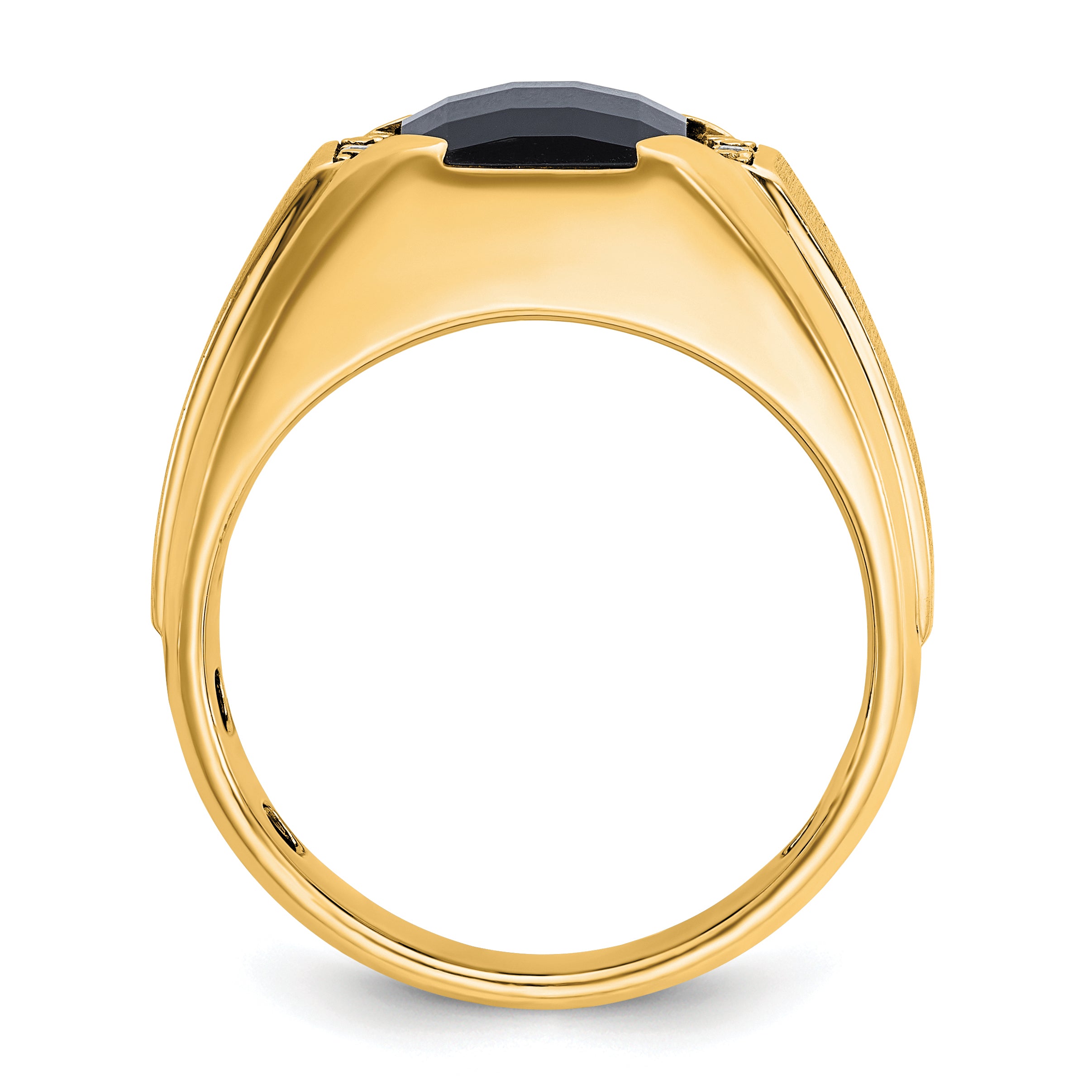 10k Men's Polished and Satin Onyx and .02 Carat A Quality Diamond Ring Secondary image