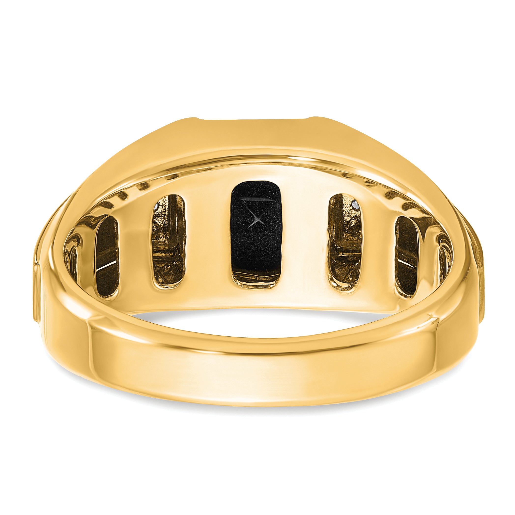 10k Men's Polished and Satin Onyx and .02 Carat A Quality Diamond Ring