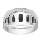 14k White Gold Mens Satin Rectangle Onyx and Diamond Ring Mounting, Mounting Only - Sophia Jewelers