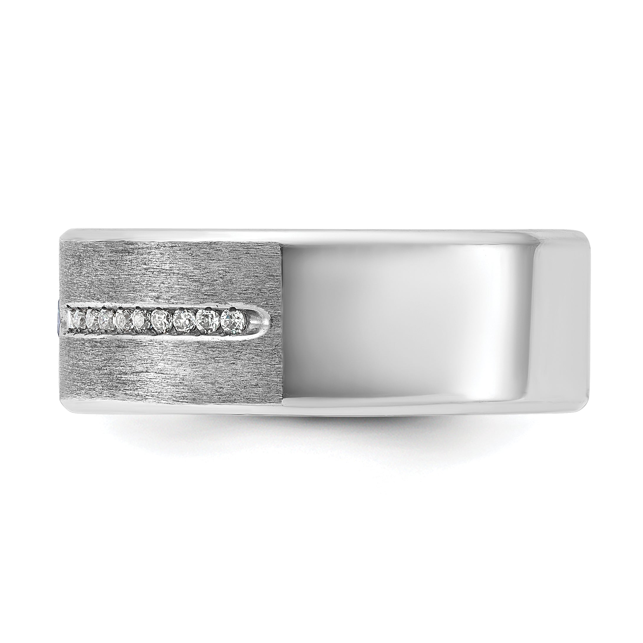 14k White Gold Mens Satin Sapphire/Diamond Ring Mounting, Mounting Only - Sophia Jewelers