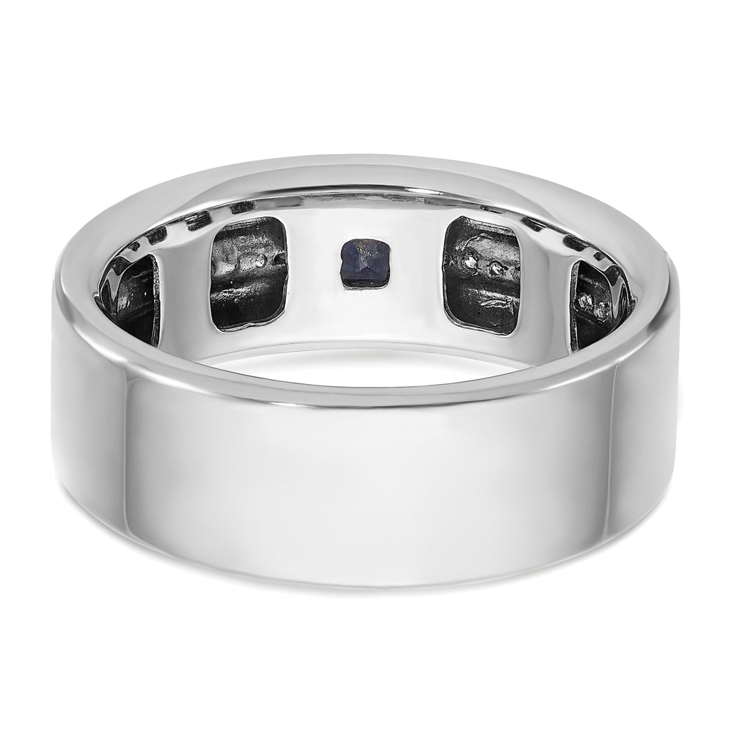 14k White Gold Mens Satin Sapphire/Diamond Ring Mounting, Mounting Only - Sophia Jewelers