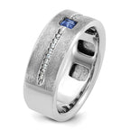 14k White Gold Mens Satin Sapphire/Diamond Ring Mounting, Mounting Only - Sophia Jewelers