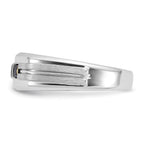 14k White Gold Men's Polished Satin and Grooved Square 3-Stone Ring Mounting, Mounting Only - Sophia Jewelers